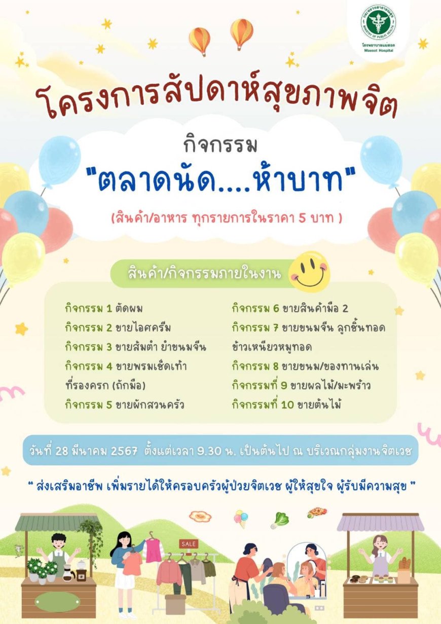 ขอเชิญทุกท่านร่วมกิจกรรมตลาดนัด 5 บาทด้วยกันครับ