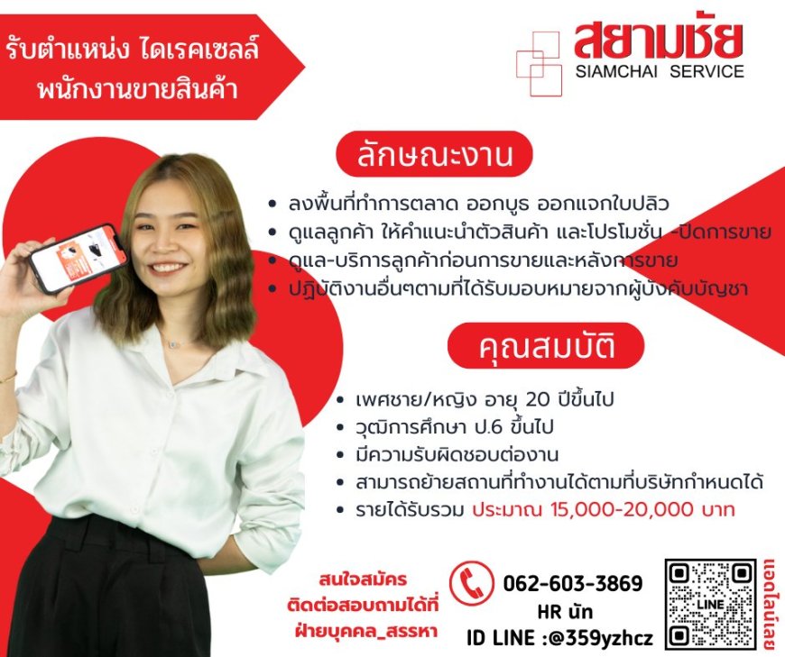 บริษัทสยามชัย เปิดรับสมัครพนักงาน หลายอัตรา