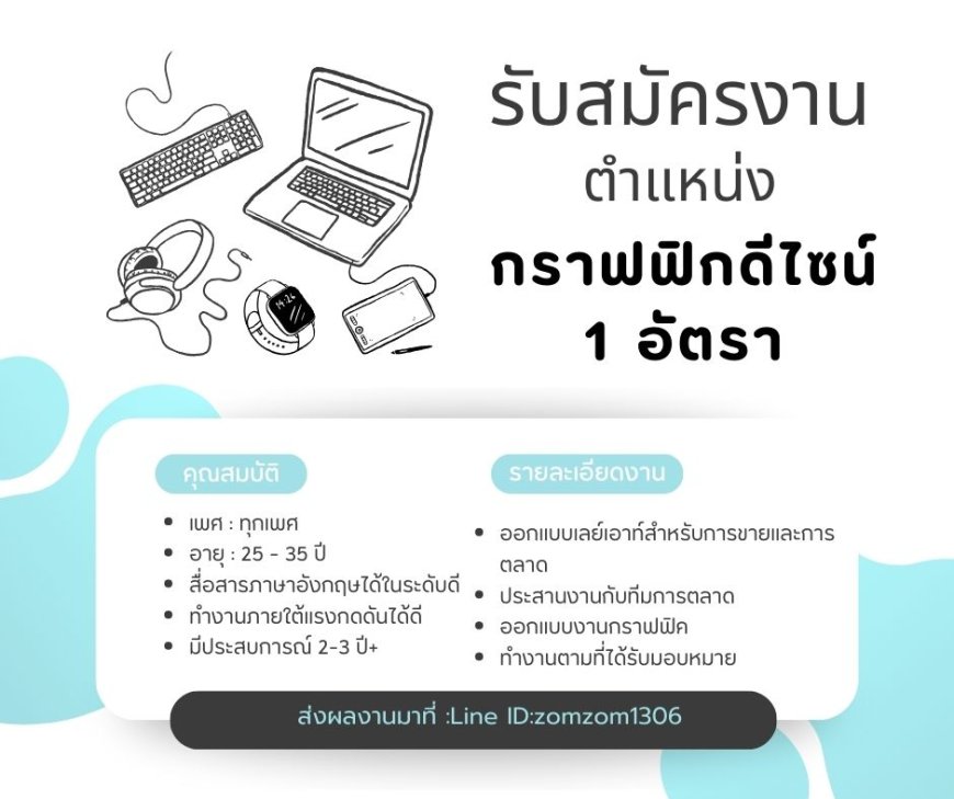 บริษัท ถุงเท้า ท.ไทยรุ่ง จำกัด เปิดรับสมัครงาน 1 อัตรา ตำแหน่ง กราฟฟิค